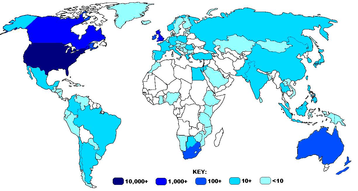 Click to see list of countries.