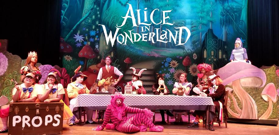 Painted backdrop for Alice in Wonderland