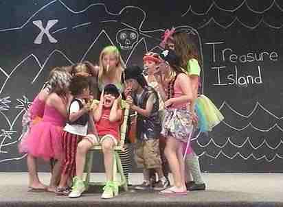 Treasure Island!  Background is a Blackboard created by the kids!
