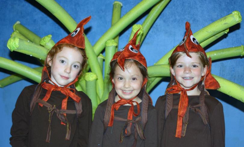 Kids play fish in ArtReach's The Little Mermaid