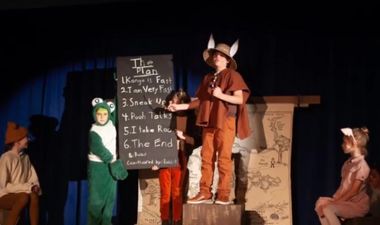 Kids play fun characters in Winnie the Pooh